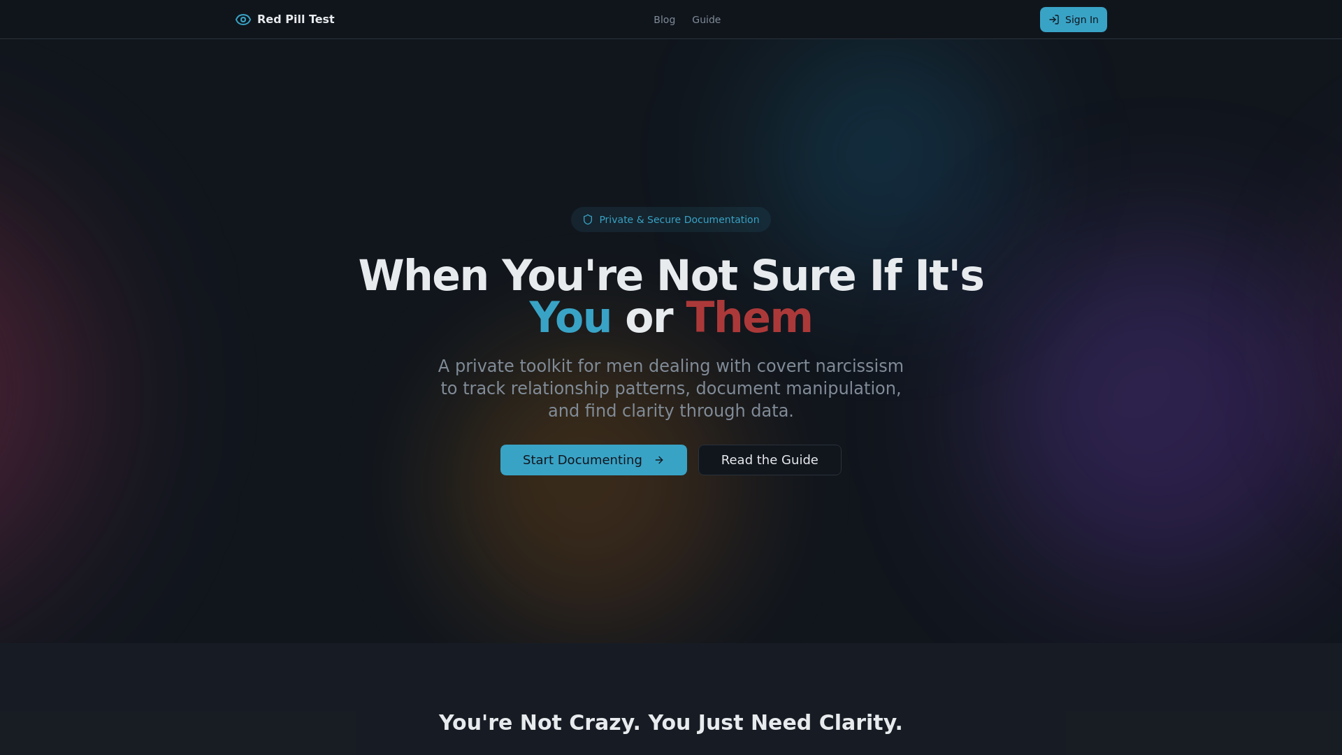 Red Pill Test - Main product screenshot demonstrating key features and user interface
