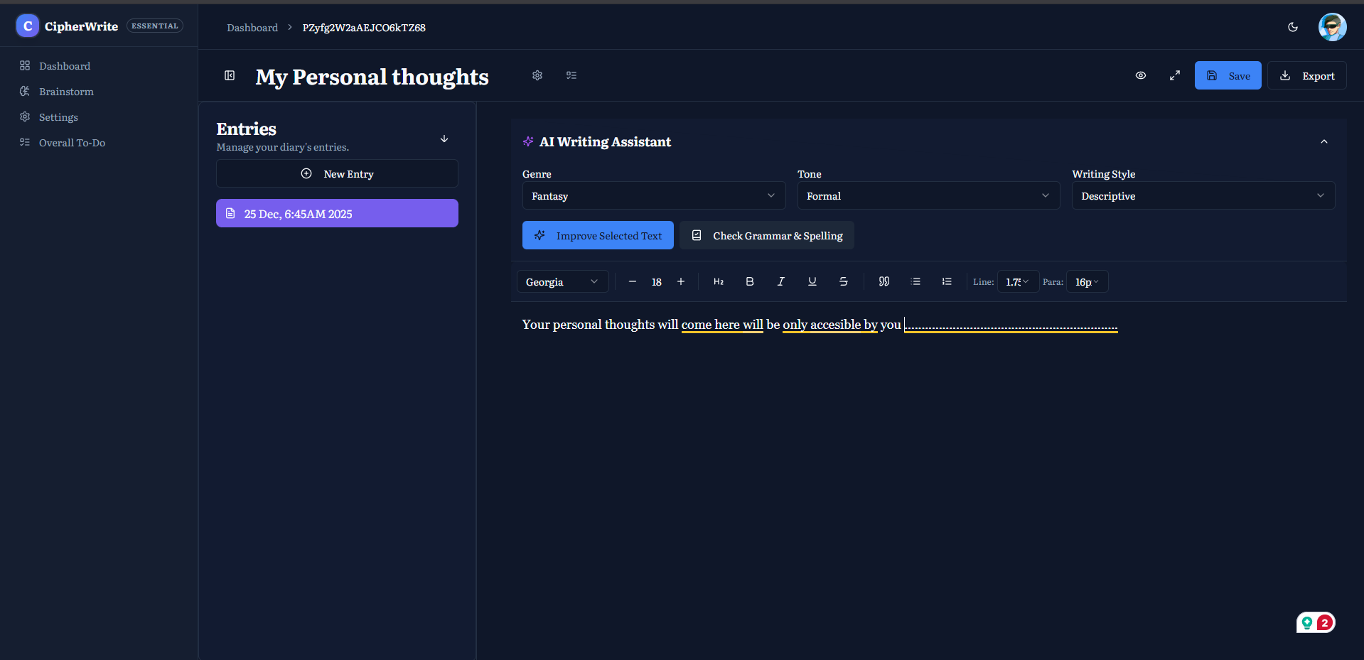 CipherWrite - Screenshot 2 showing product features and functionality