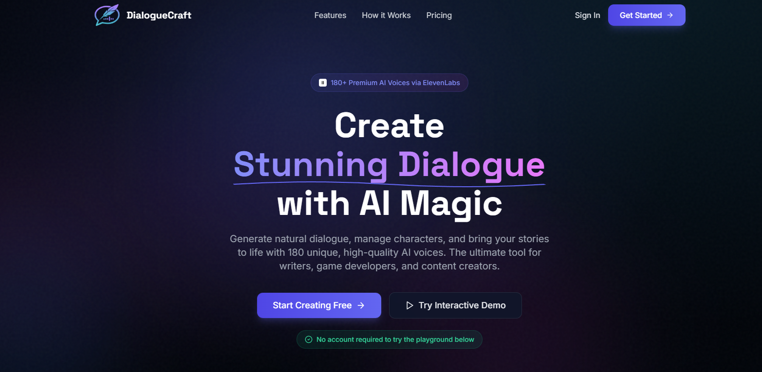 DialogueCraft - Screenshot 2 showing product features and functionality