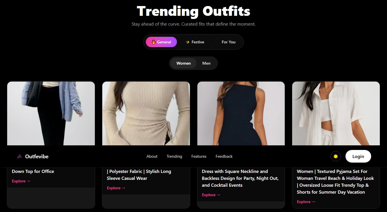Outfevibe - Screenshot 2 showing product features and functionality