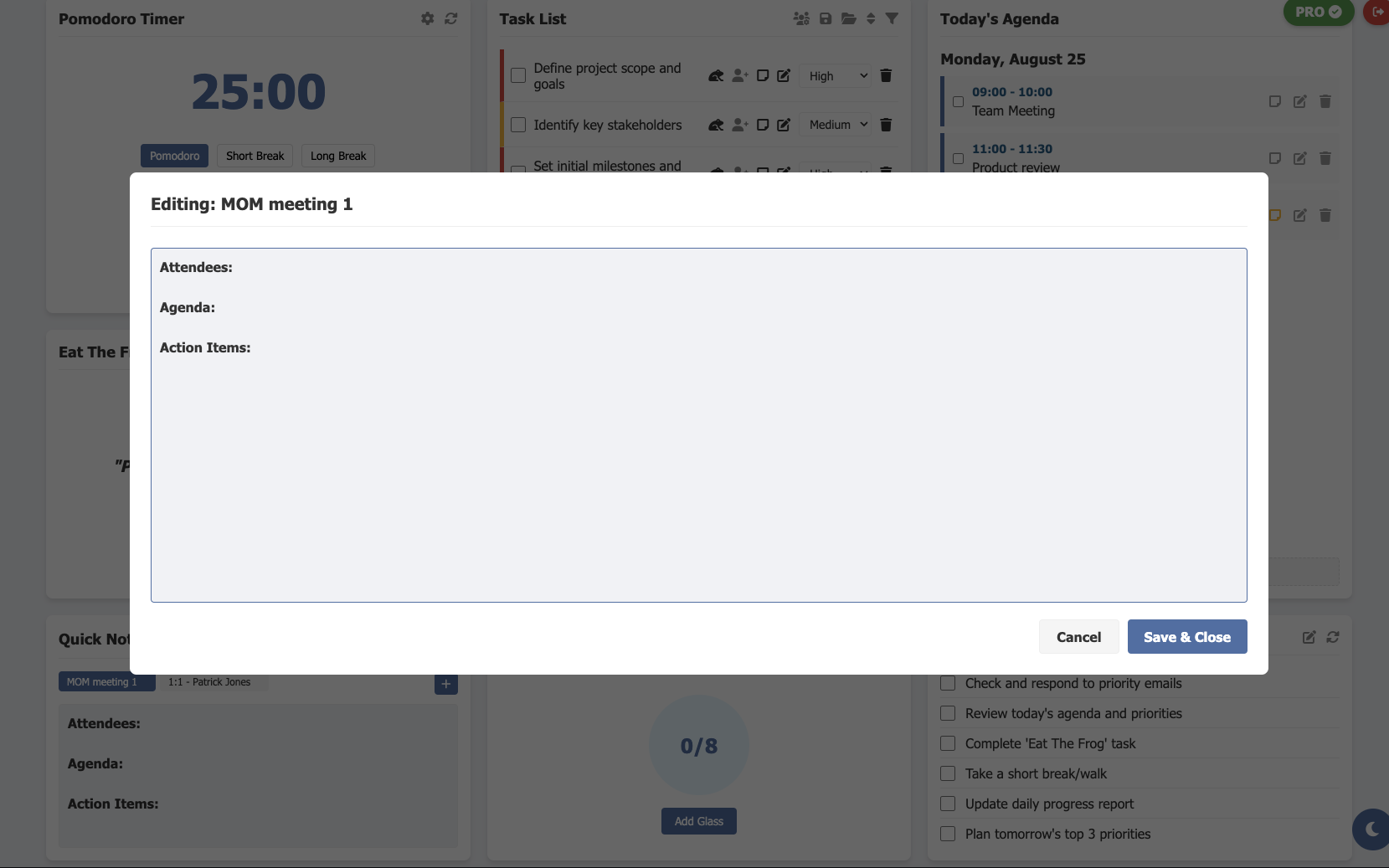 Daily Productivity Dashboard gallery image