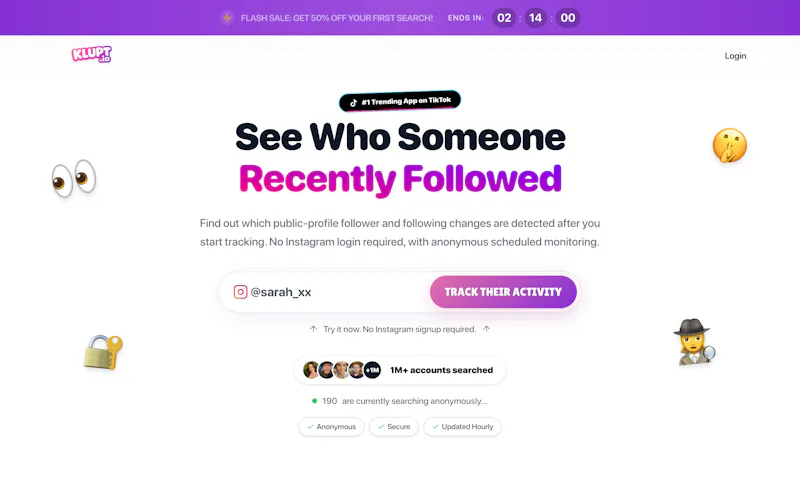 Klupt - Recent Follows Tracker screenshot 2