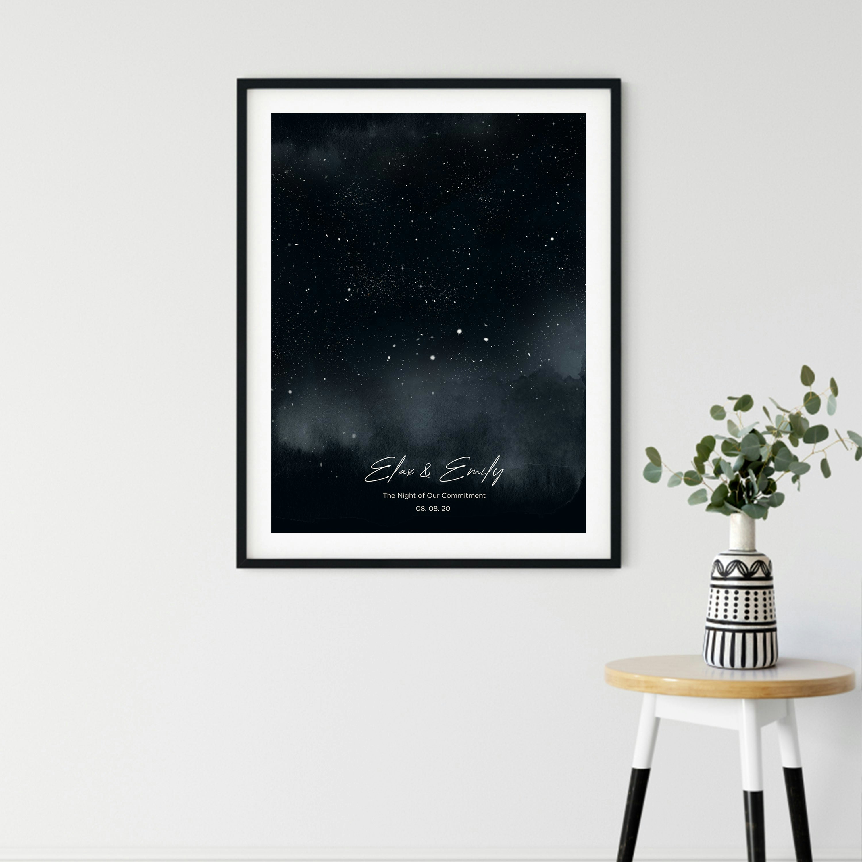 星星地图中的自定义肖像 - 婚礼或订婚的星级地图送给夫妻的完美礼物媒体2