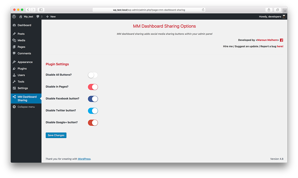WordPress dashboard sharing free plugin (mm dashboard sharing) gallery image