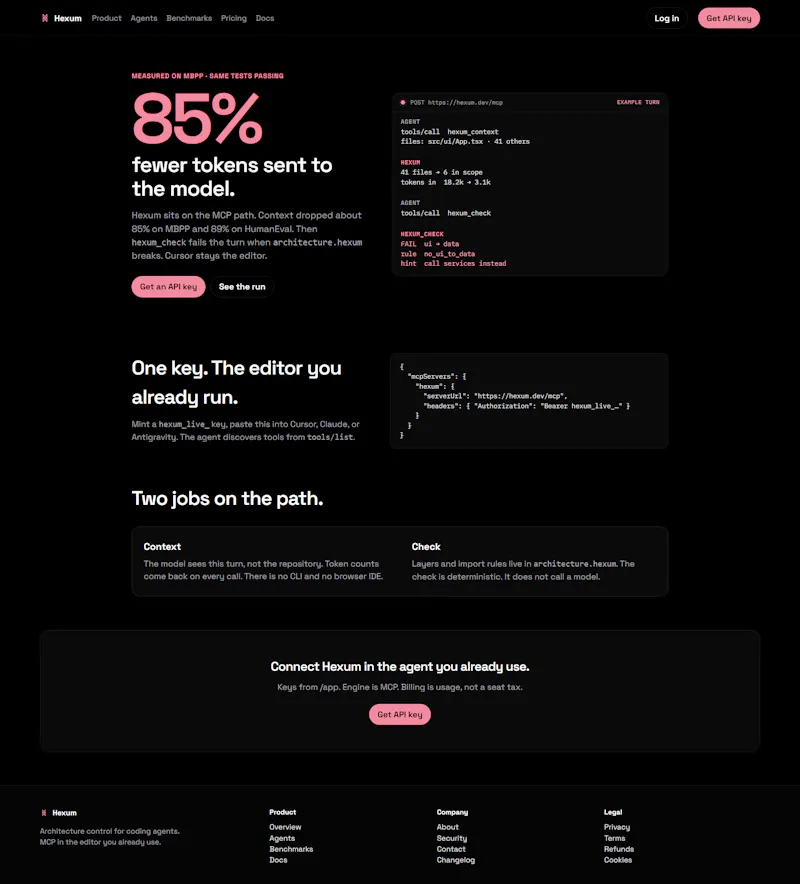 Hexum — 85% fewer tokens to the model screenshot 1