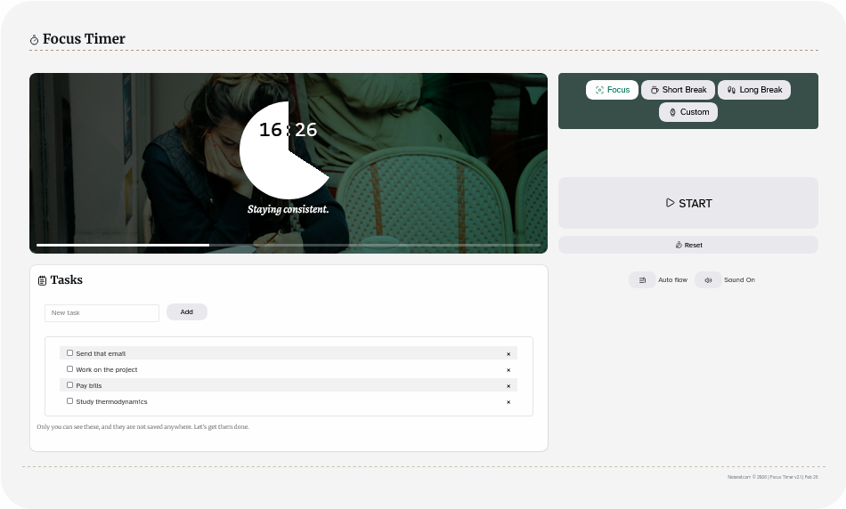 Focus Timer - Noteref - Main product screenshot demonstrating key features and user interface