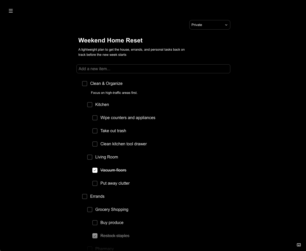 chklst - Main product screenshot demonstrating key features and user interface