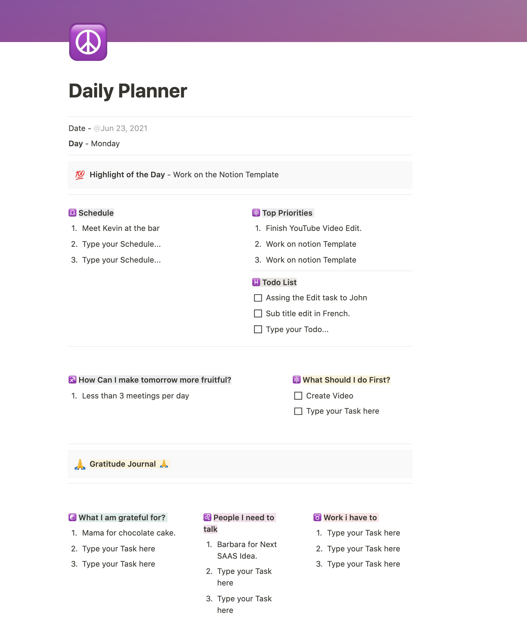 Awesome Daily Planner (Notion Template) gallery image