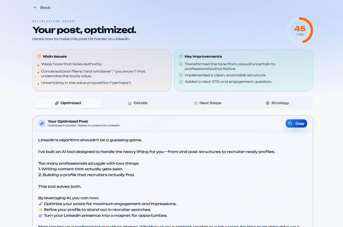 LinkedAI 1.0 – AI LinkedIn Optimizer gallery image