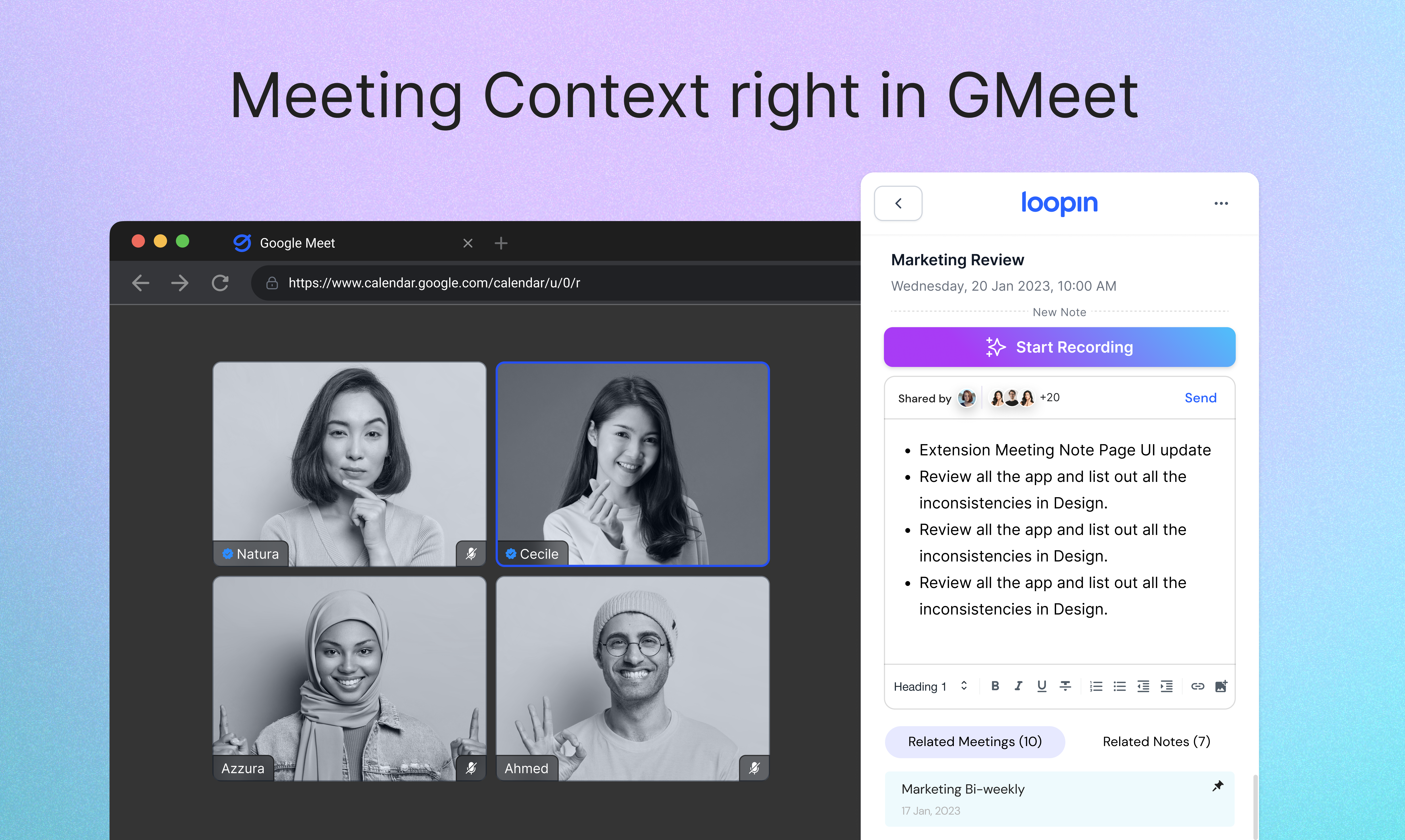 Google Meet için Loopin AI media 2