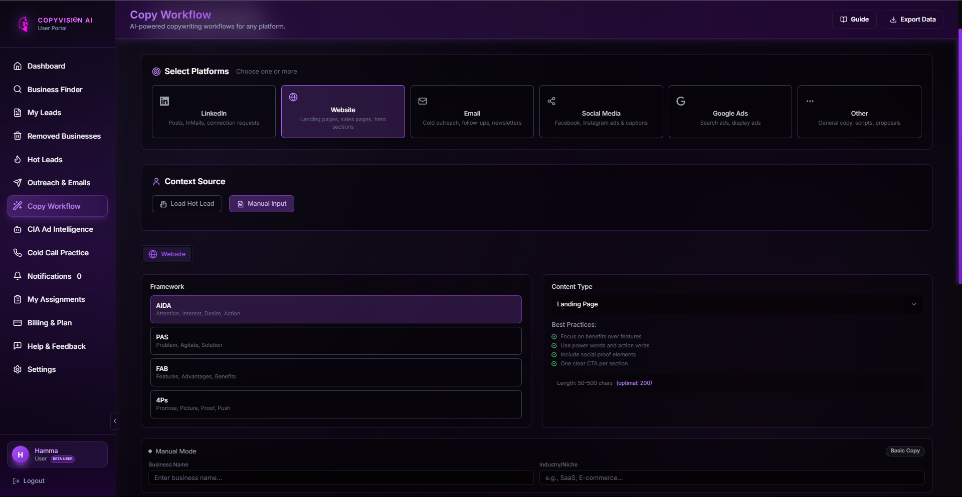 CopyVision | AI Copywriting Platform  - Screenshot 3 showing product features and functionality