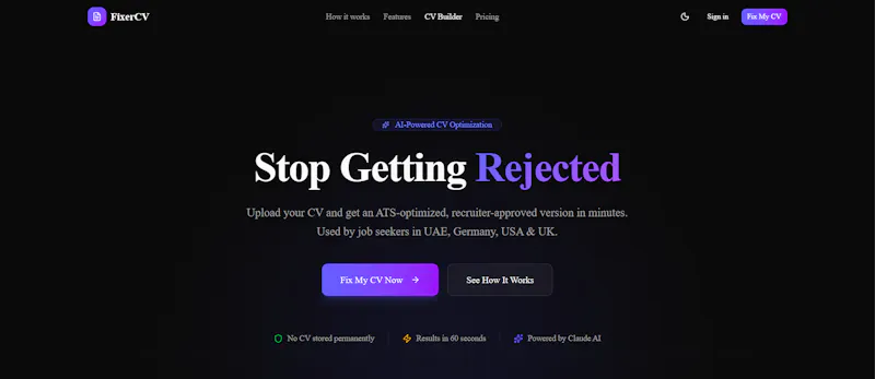 FixerCV screenshot 1