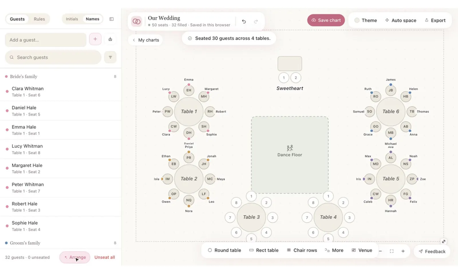 Wedding Charts screenshot 1