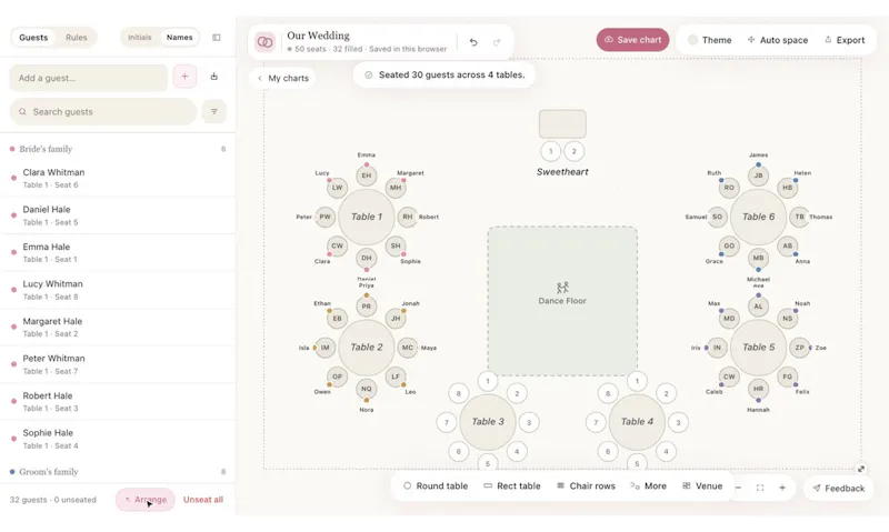 Wedding Charts screenshot 1