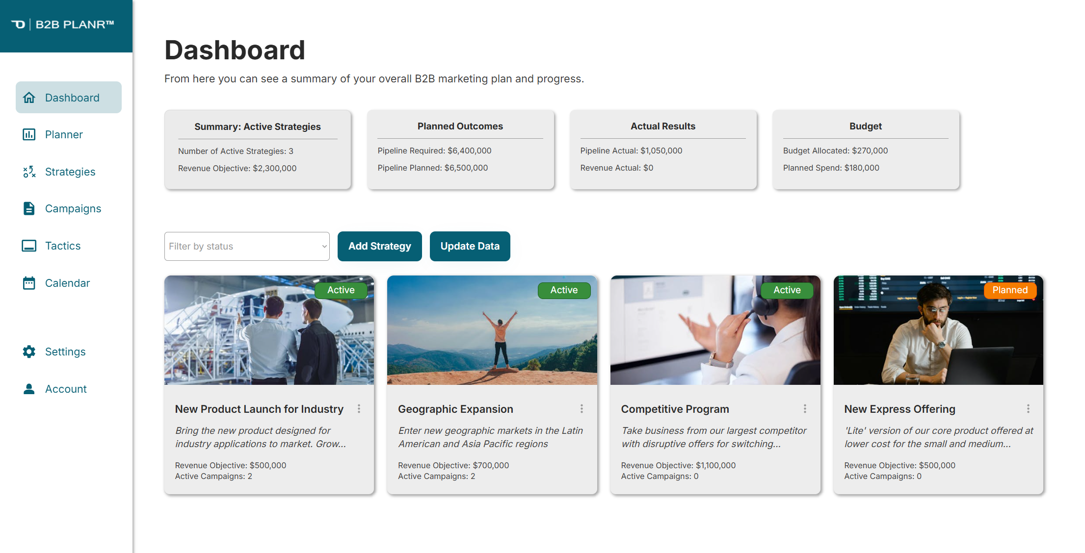 B2B Planr - Plan & track B2B marketing activities, budgets, and results media 2