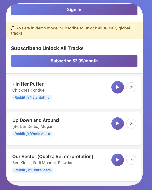 IndieShuffle - Screenshot 2 showing product features and functionality