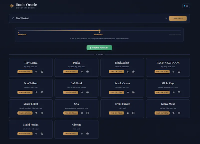 Sonic Oracle, Music Discovery Engine screenshot 3