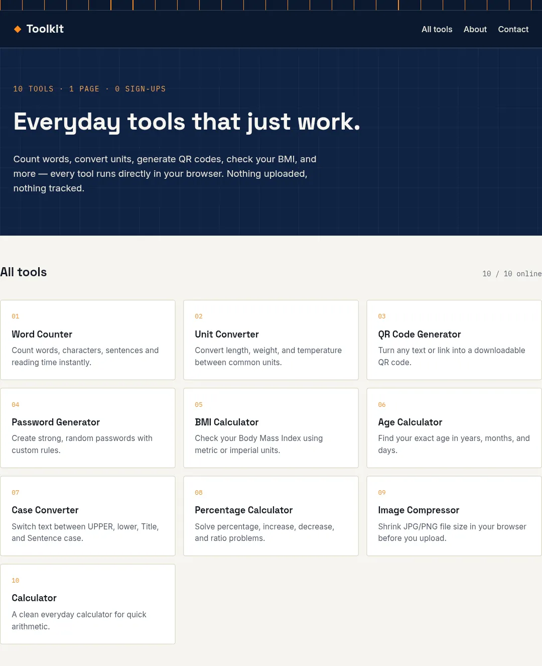 Toolkit — Free Online Tools