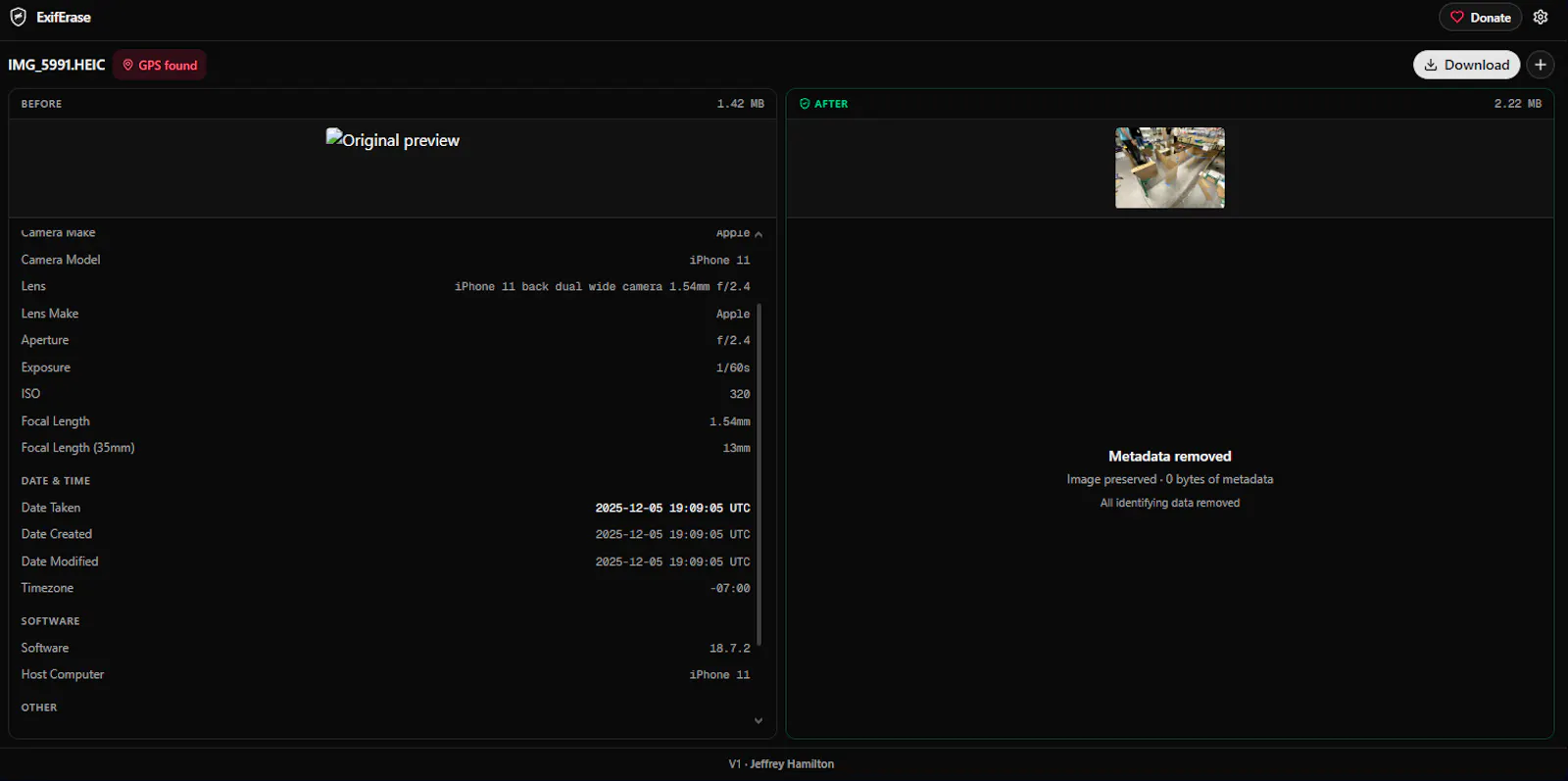 ExifErase screenshot 1