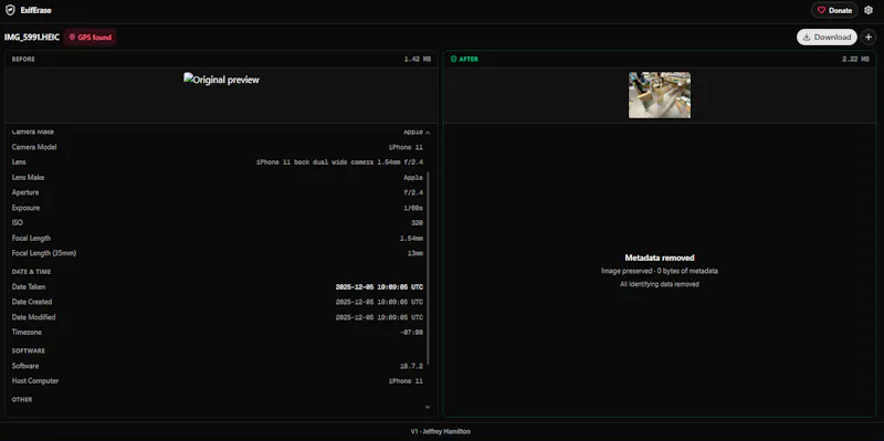ExifErase screenshot 1