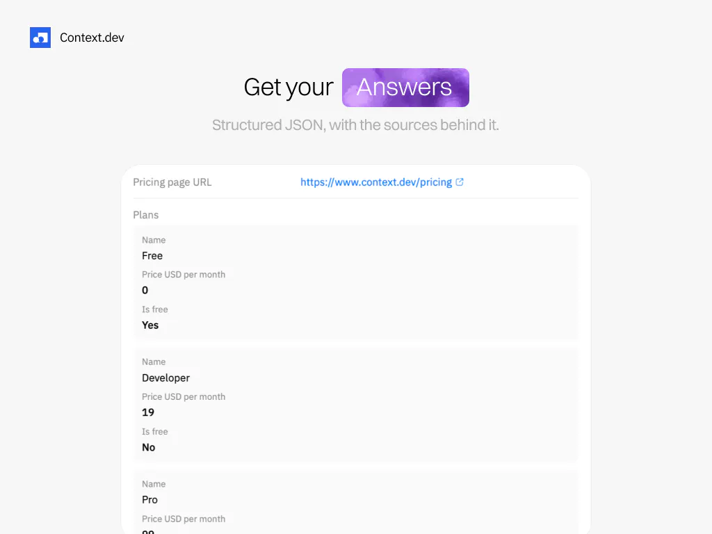 Answers by Context.dev gallery image