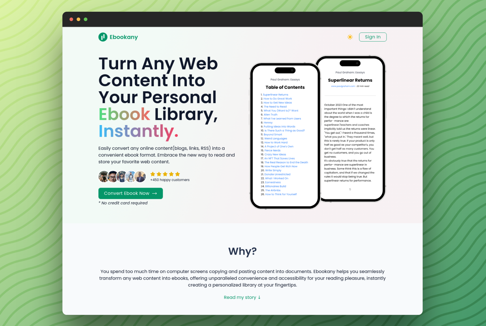 startuptile Ebookany-Turn any web content into your personal ebook instantly