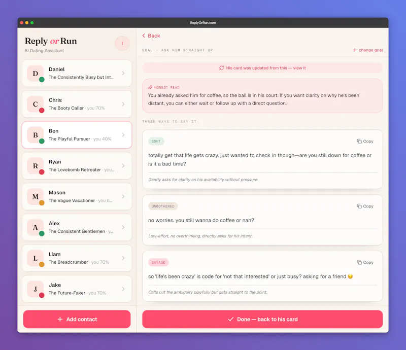 Reply or Run - AI Dating Assistant screenshot 3
