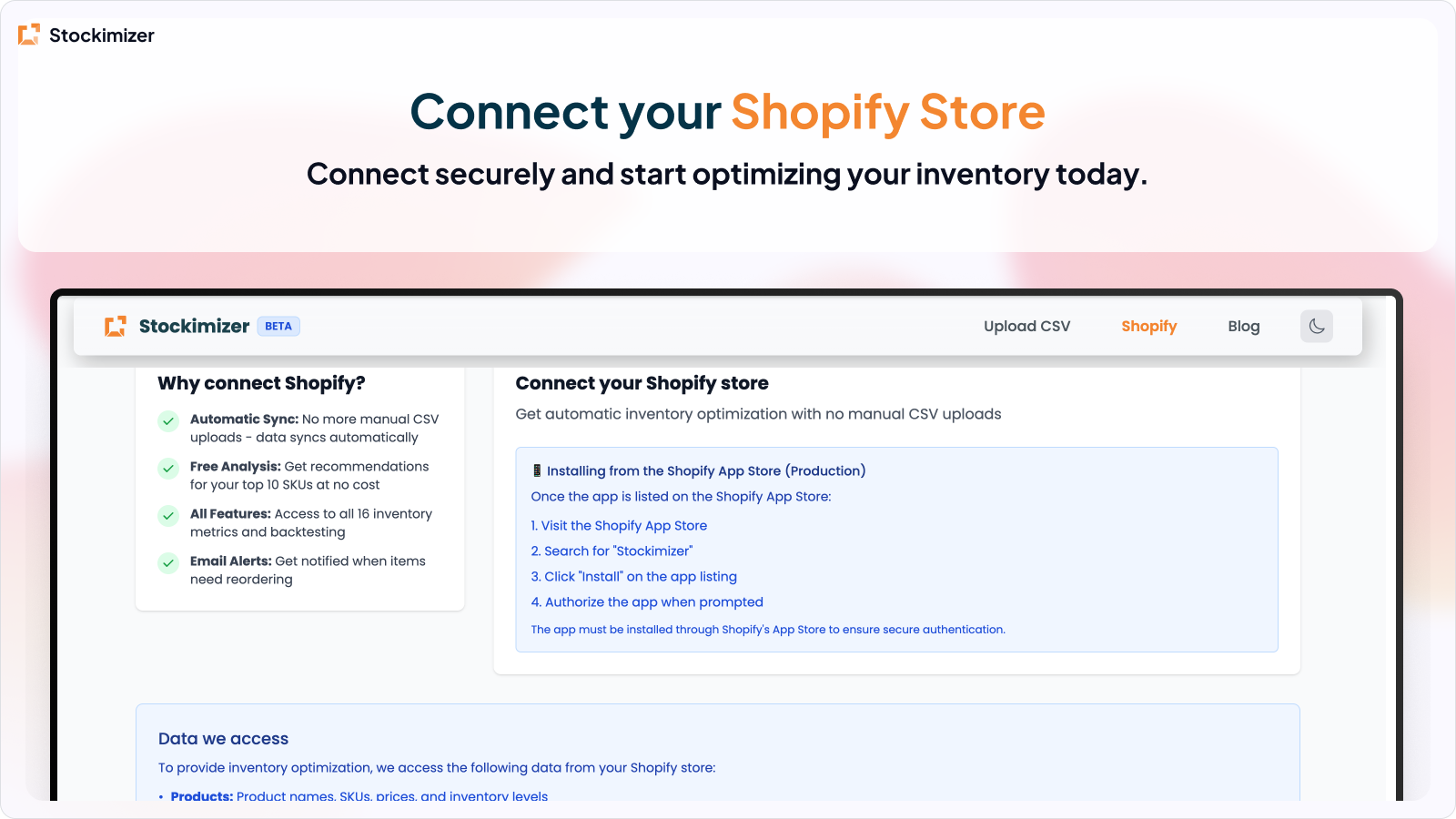 Stockimizer - Screenshot 3 showing product features and functionality