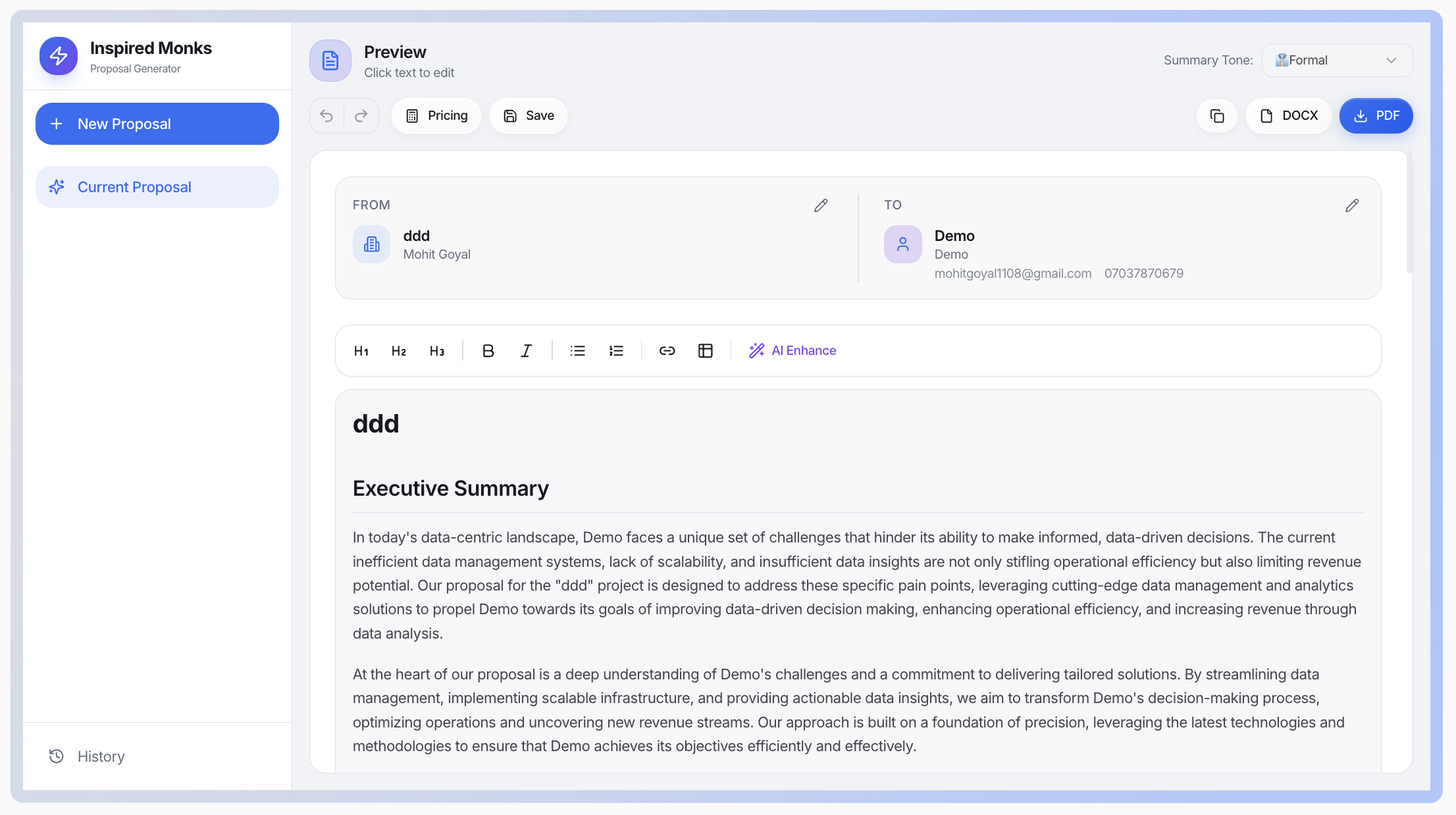 Free AI Proposal Generator gallery image