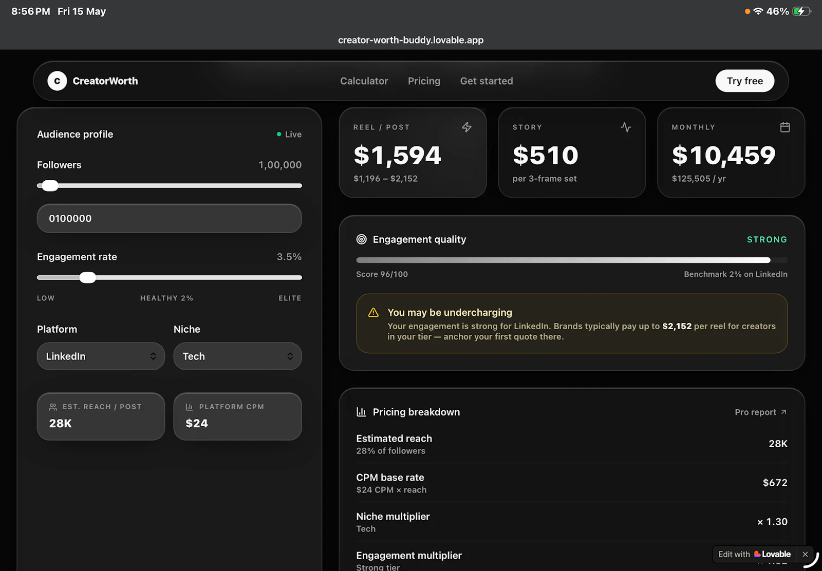 CreatorWorth screenshot 2