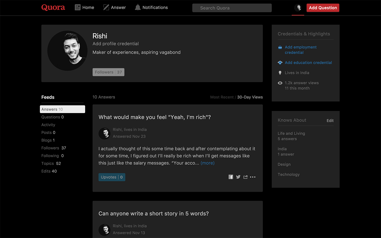 Quora Dark Mode gallery image