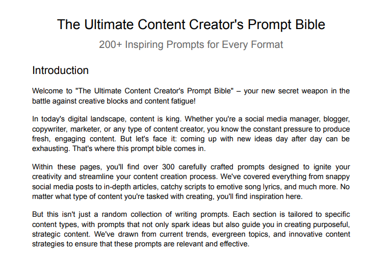 Schnellende Bibel des Ultimate Content Creators - Nie wieder den Block des Schriftstellers gegenüberstehen.Alle Inhaltstyp -Eingabeaufforderungen! Medien 3