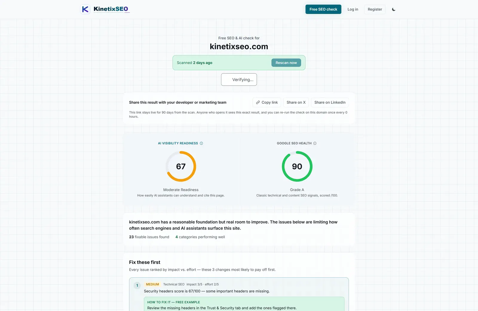 KinetixSEO screenshot