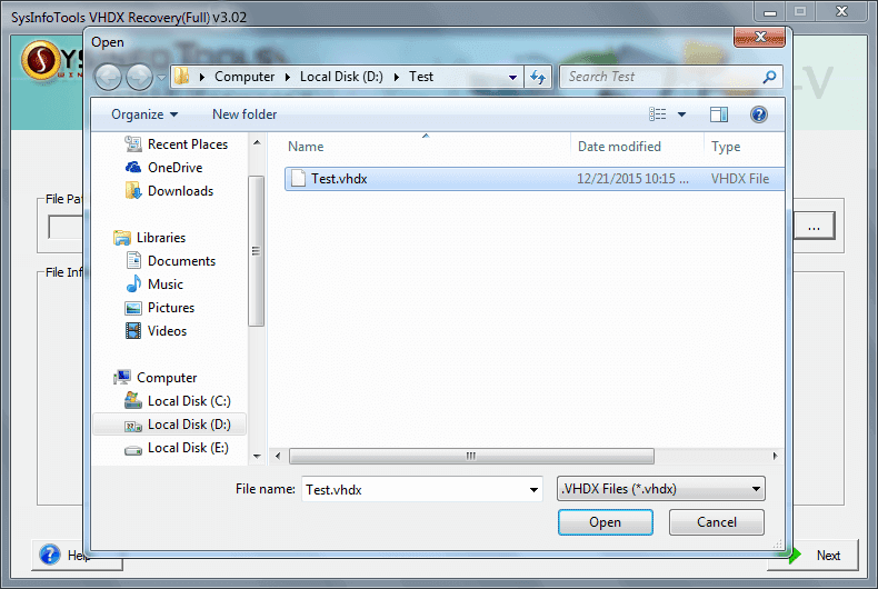 Sysinfo VHDX रिकवरी टूल - वीएचडीएक्स रिकवरी मीडिया 3