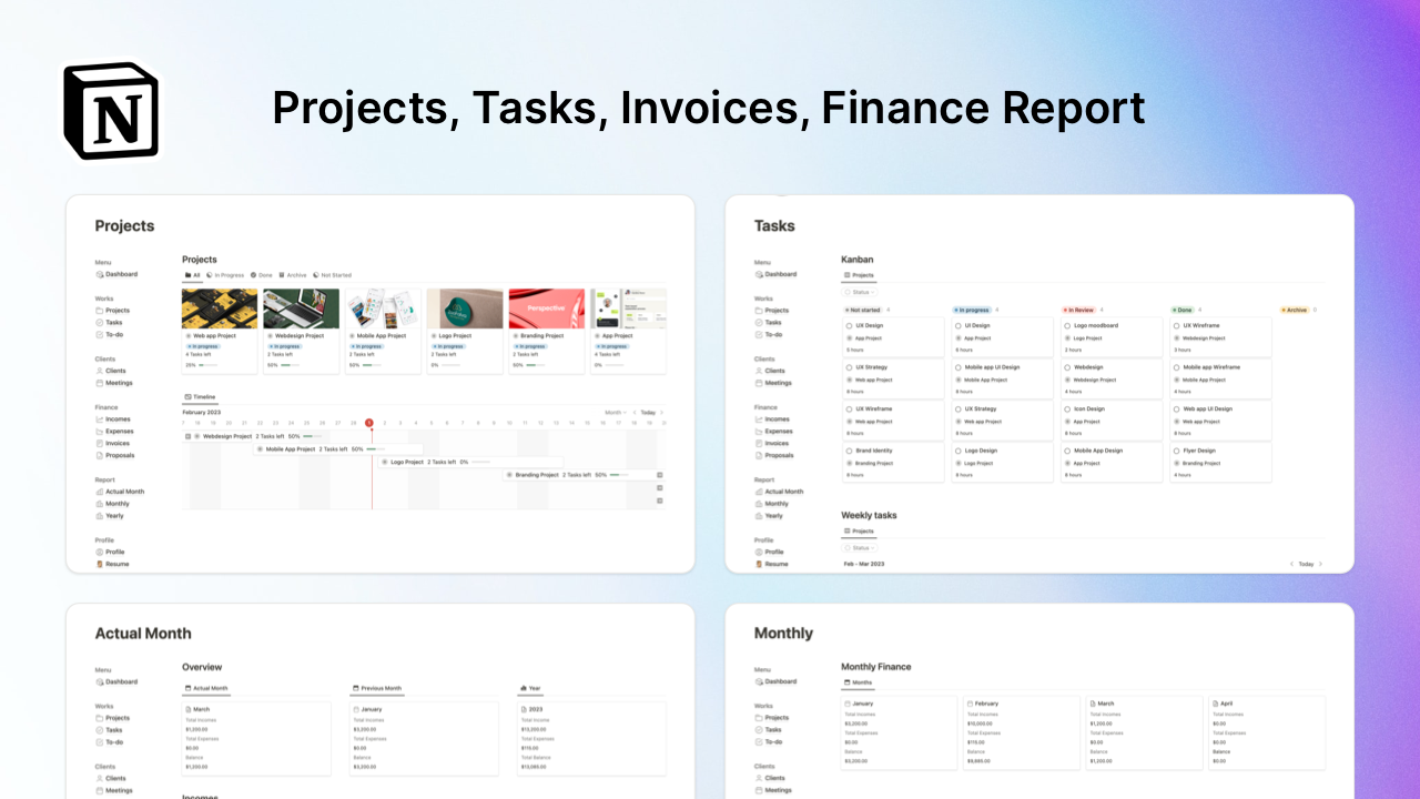 وسائط مفهوم Freelancer Board - إدارة عملك المستقل في مكان واحد 6
