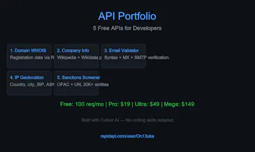 API Portfolio — 5 Free APIs gallery image