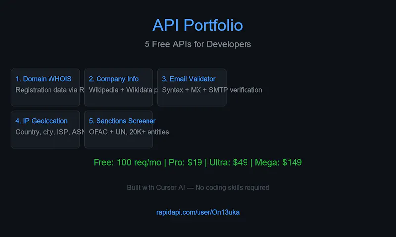 API Portfolio — 5 Free APIs screenshot 1