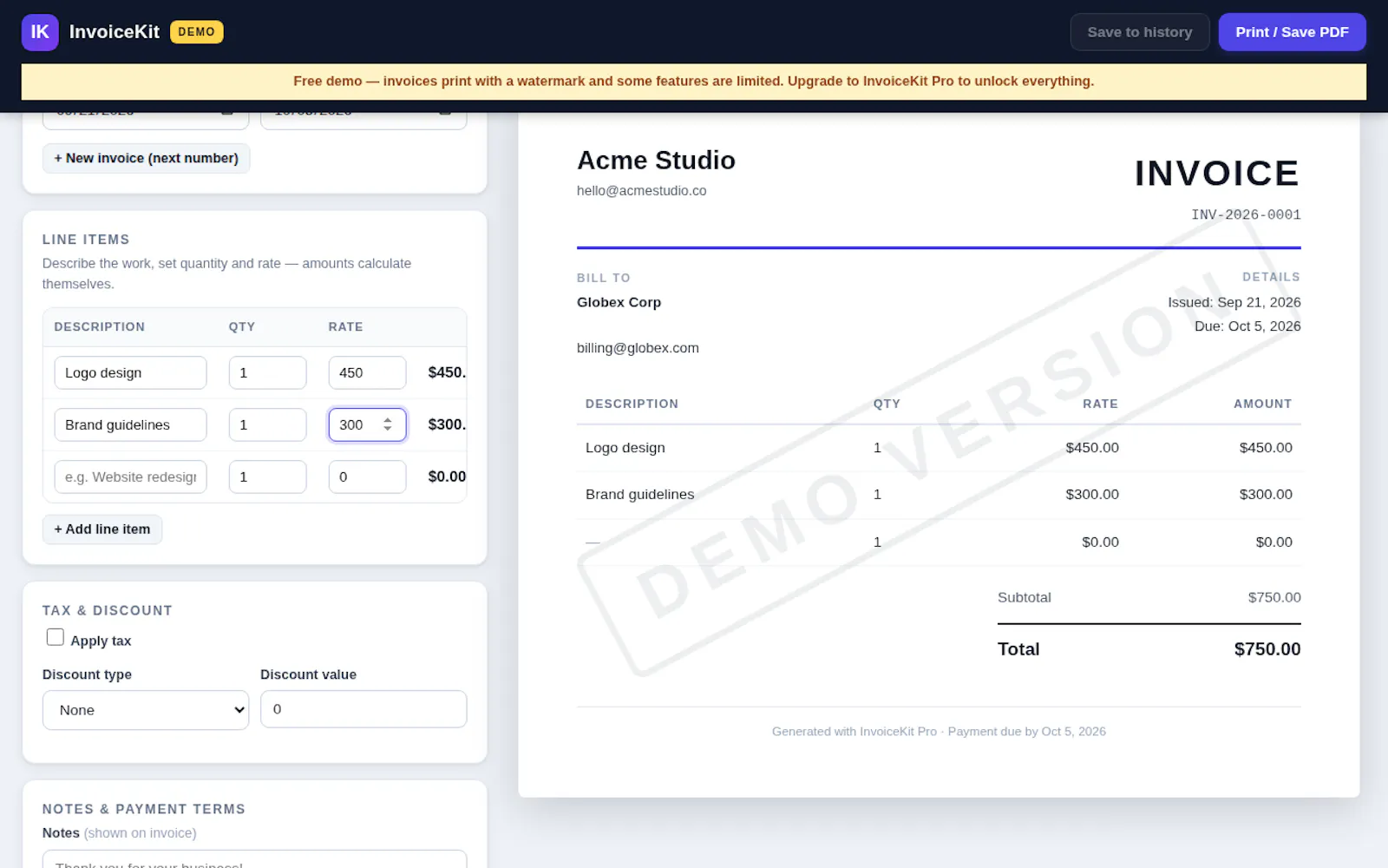 InvoiceKit screenshot 1