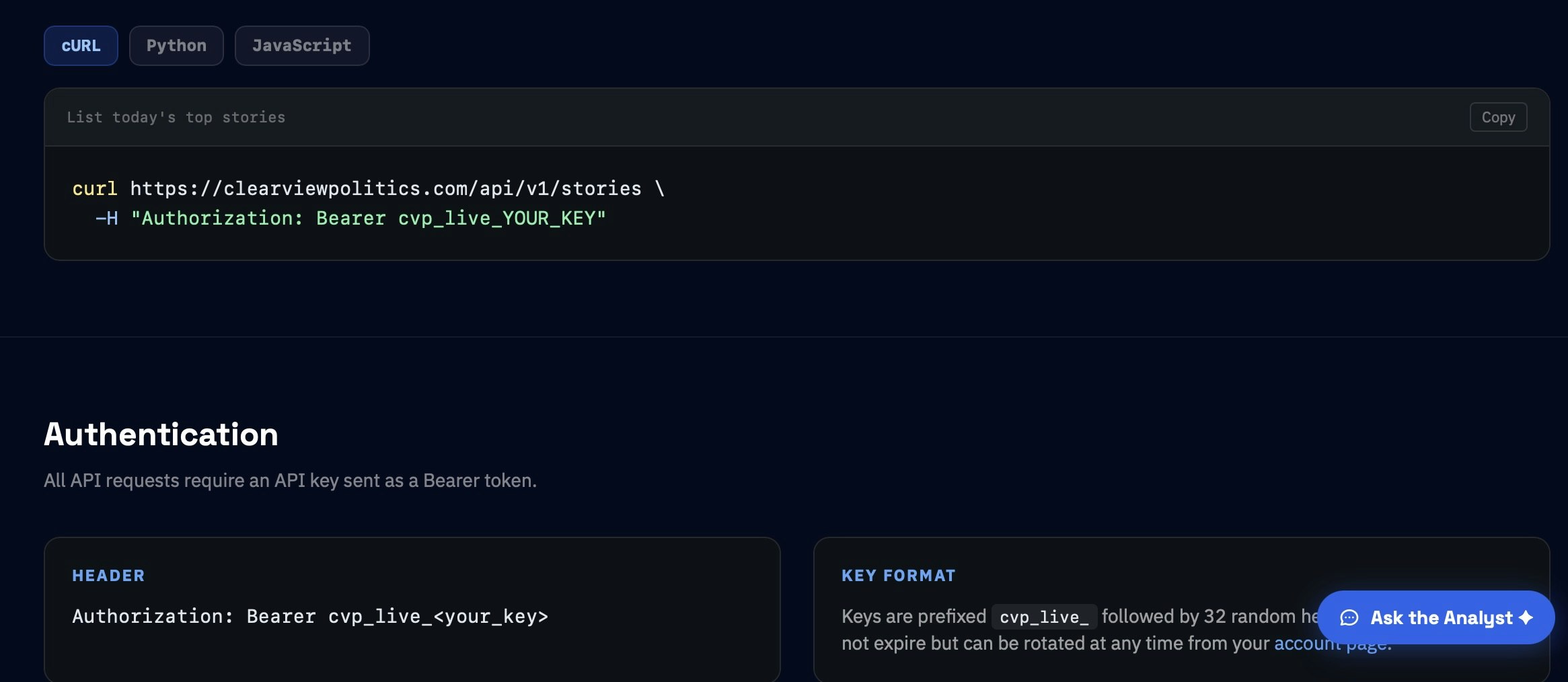 Clearview Politics API gallery image