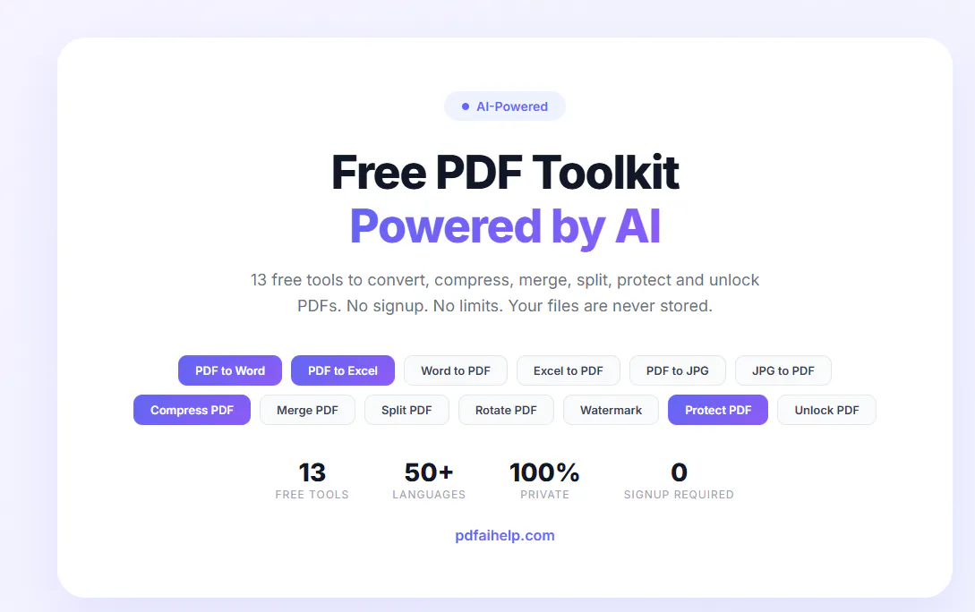DocuAI - Free AI PDF Toolkit 專案橫幅