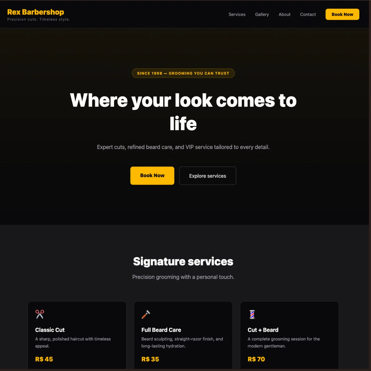 Barbershop Website (React + Tailwind)