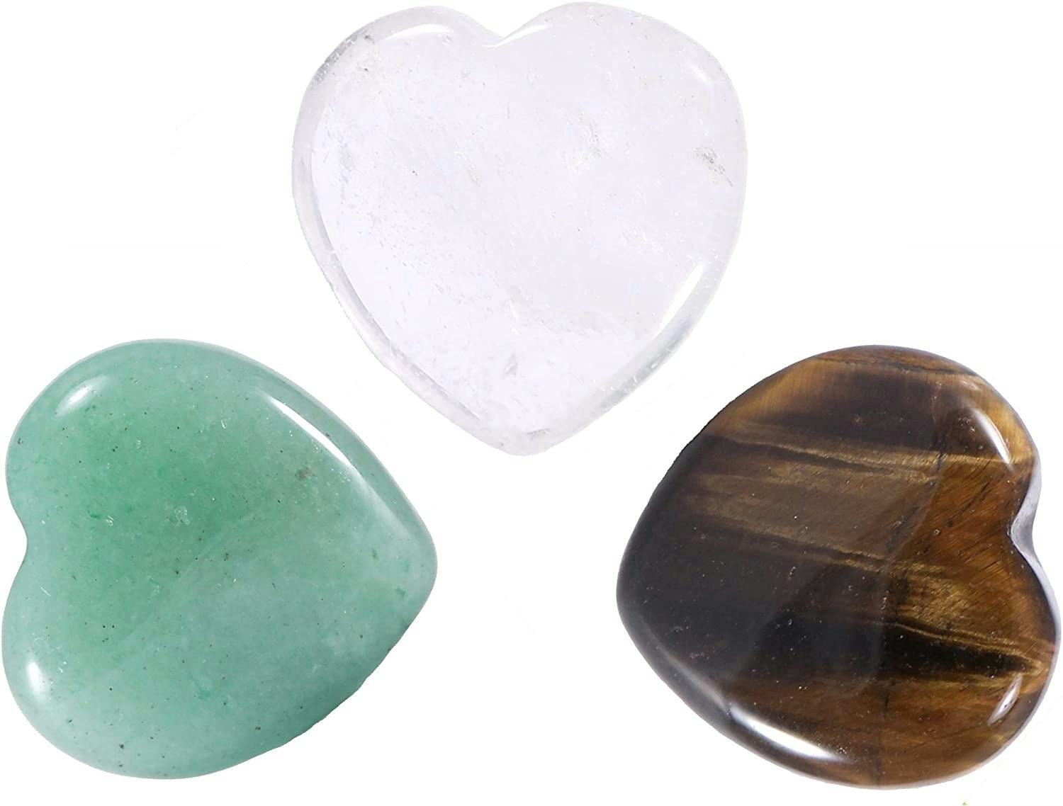 Three Heart-Shaped Crystal Stones