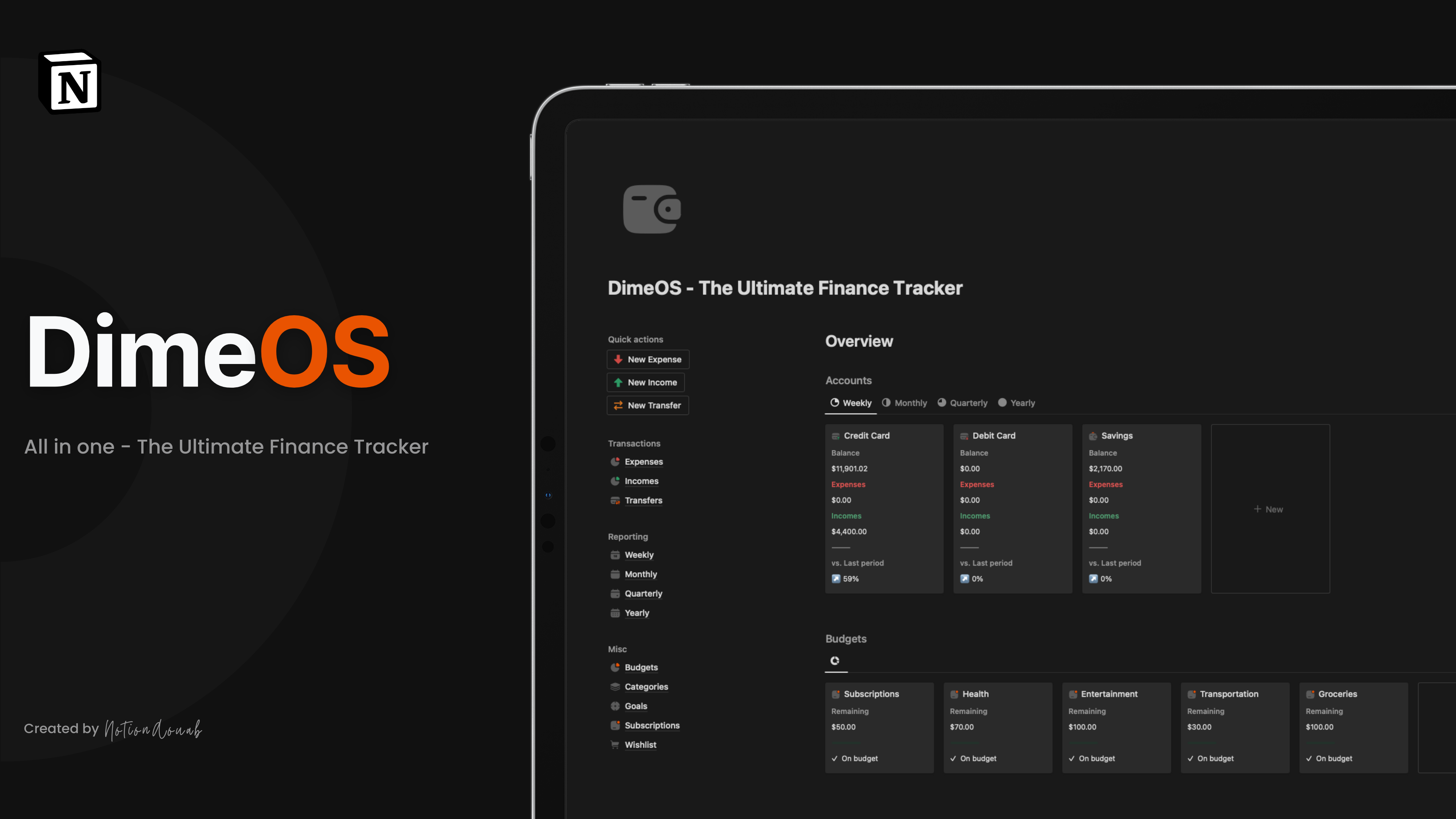 startuptile DimeOS - The Ultimate Finance Tracker-No need to struggle with many finance templates anymore