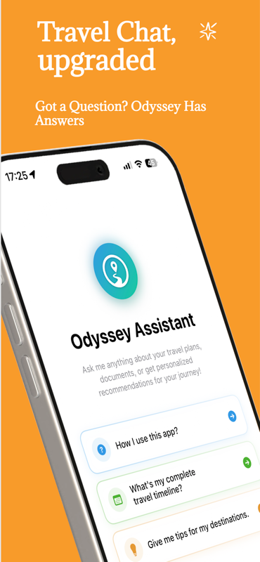 Odyssey: AI Travel Assistant - Screenshot 3 showing product features and functionality