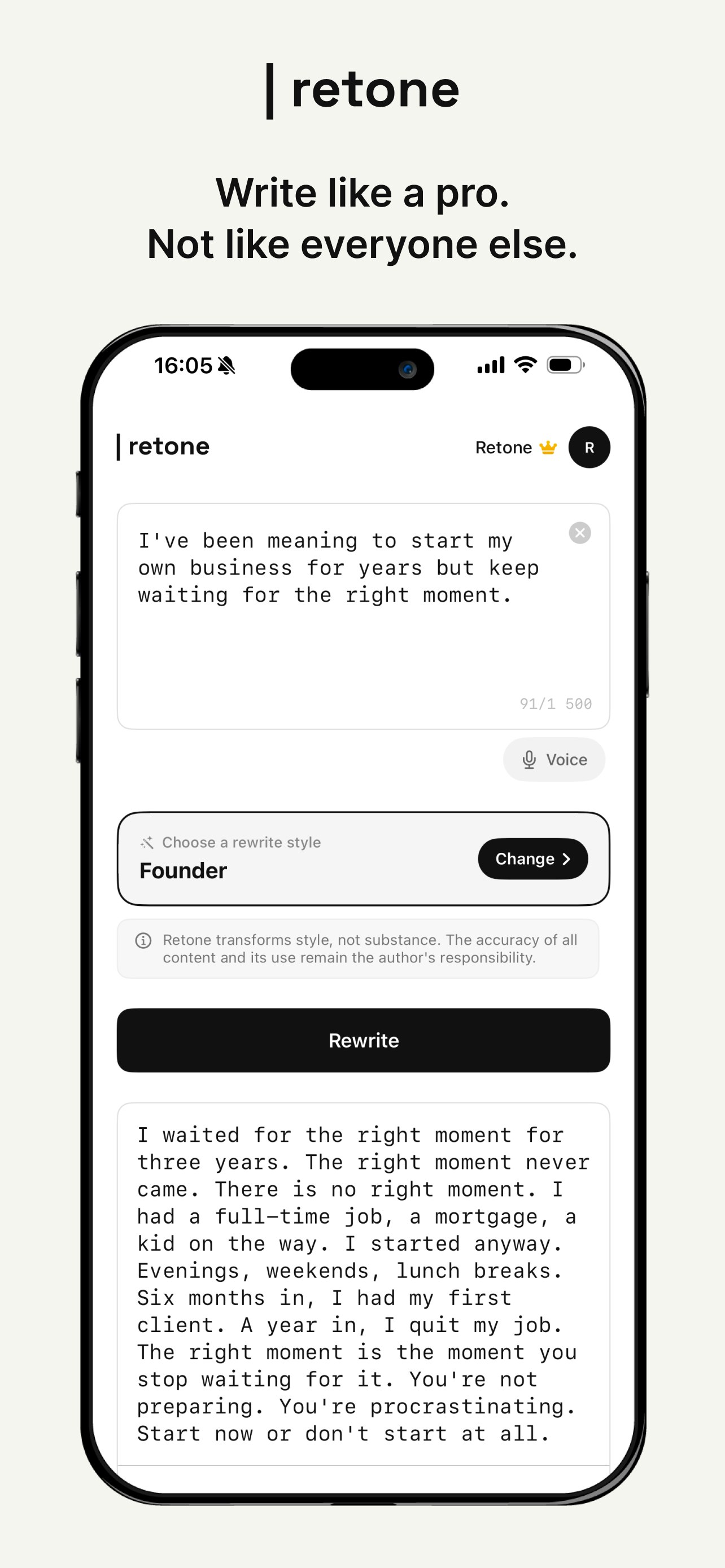 Retone — AI Text Rewriter gallery image