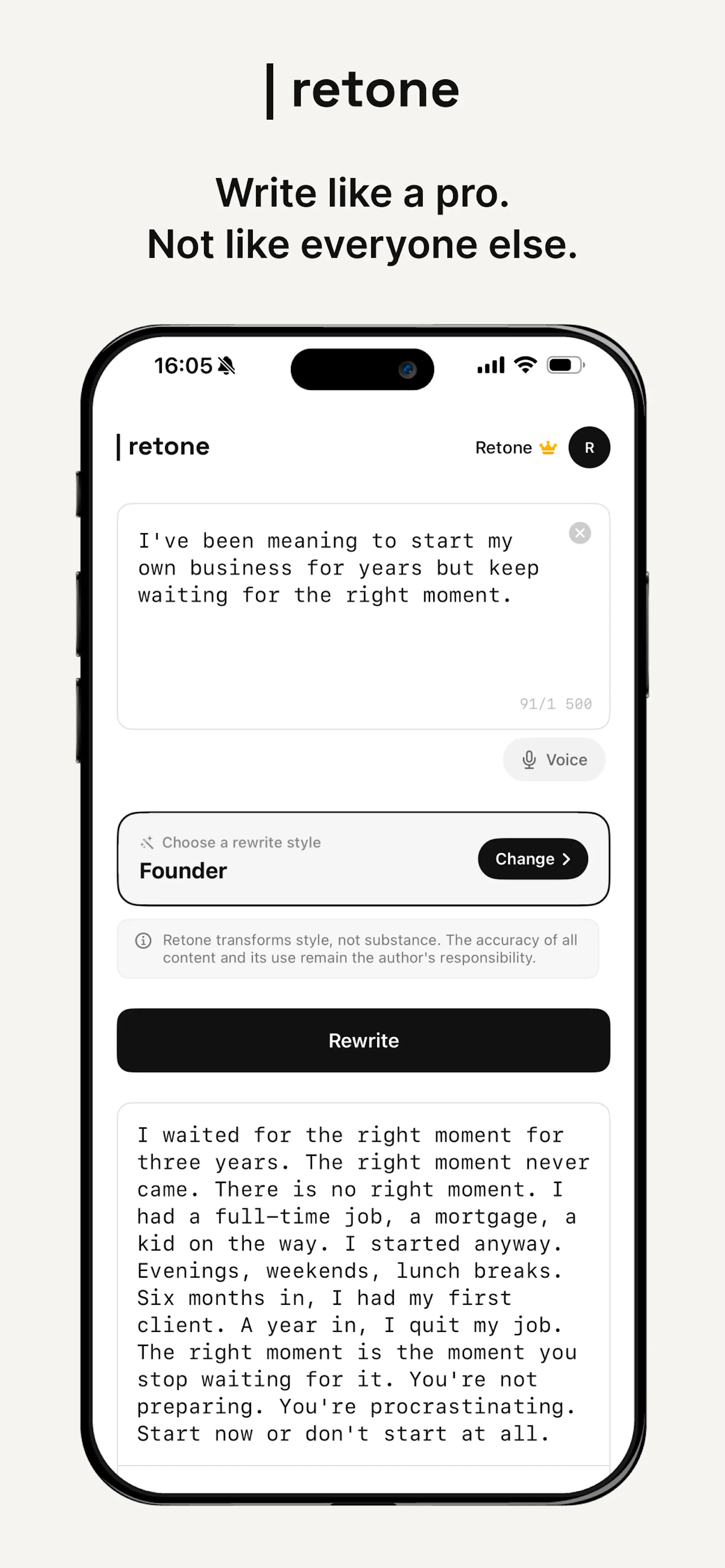 Retone — AI Text Rewriter screenshot 1