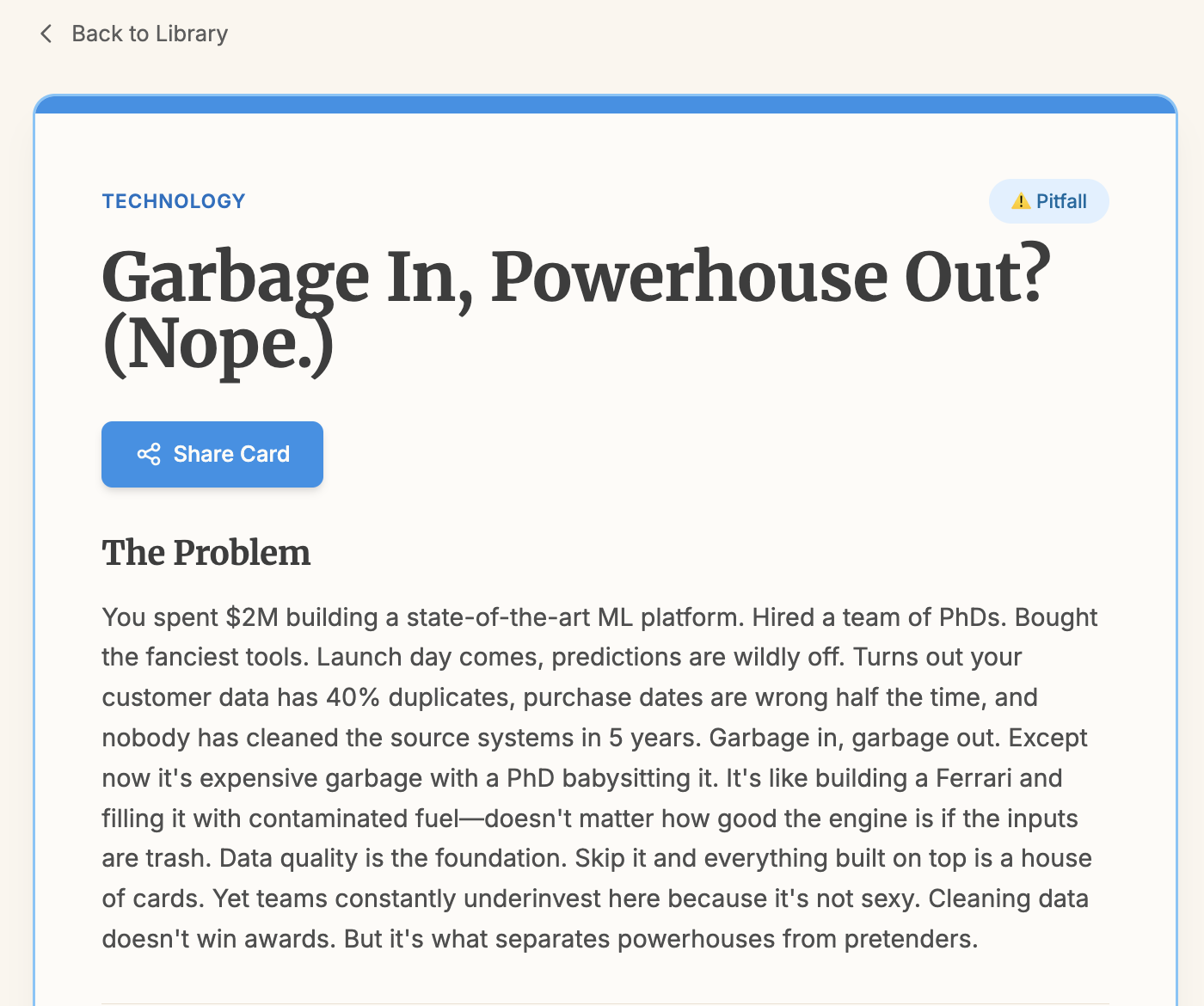 Analytics Pitfalls & Principles - Screenshot 2 showing product features and functionality