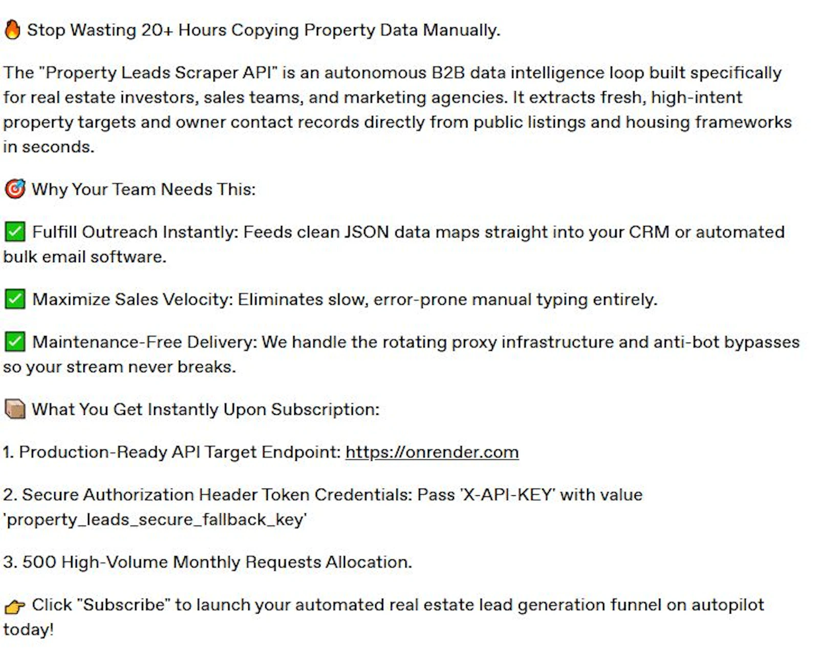 Property Leads Scraper API screenshot 3