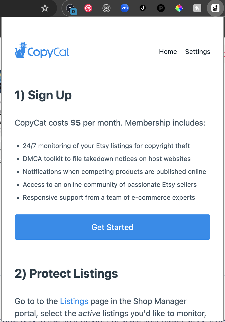 startuptile CopyCat-Copyright protection for Etsy sellers.