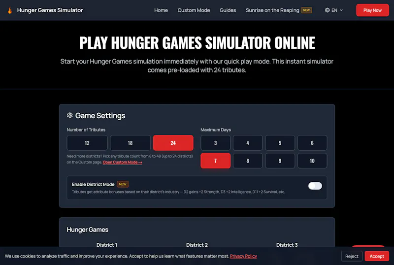 Hunger Games Simulator screenshot 2
